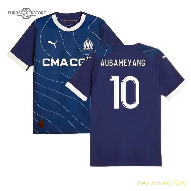 Authentic 2023-2024 Marseille Away Shirt (Aubameyang 10)