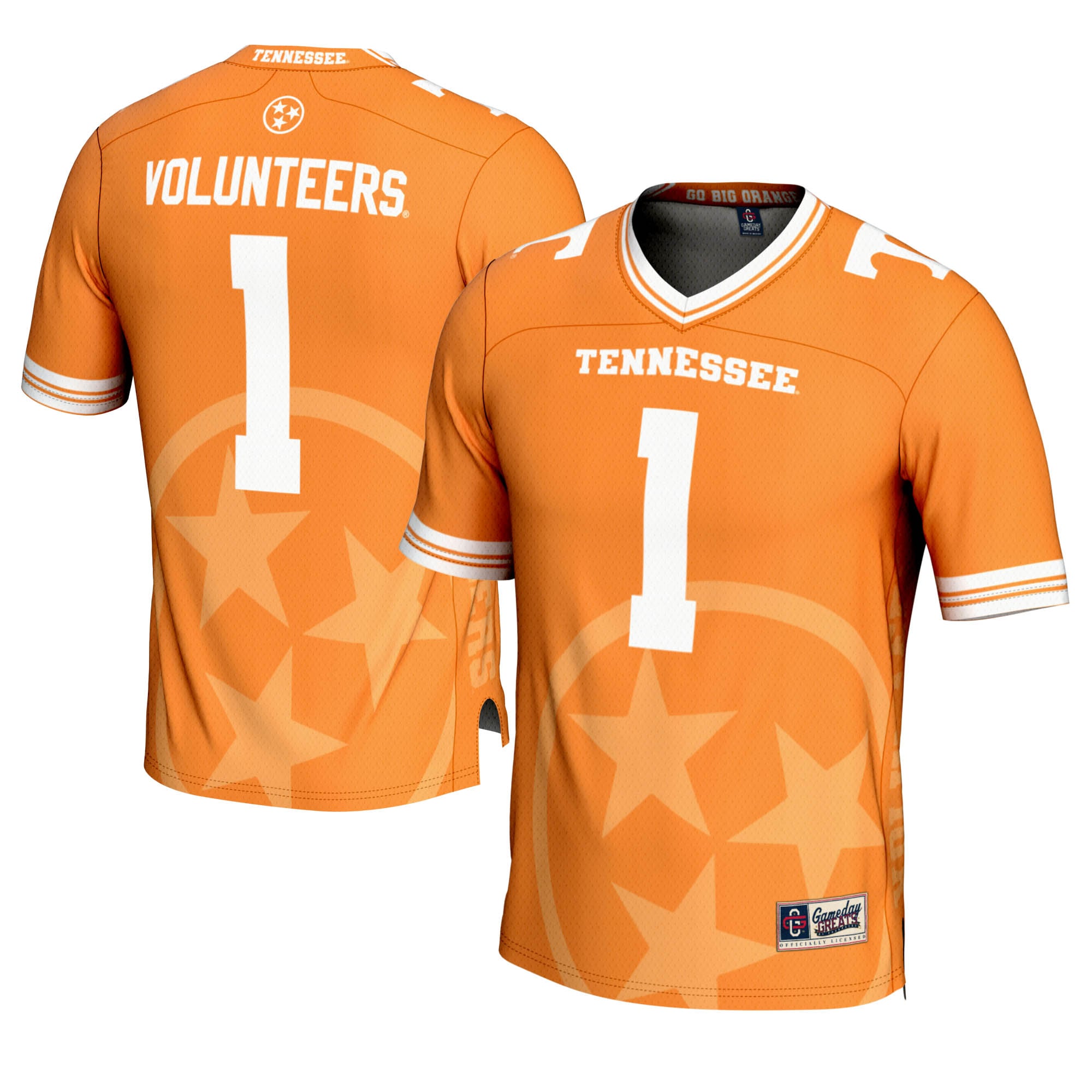Men's #1 Tennessee Orange Tennessee Volunteers Icon Print Football Fashion Jersey