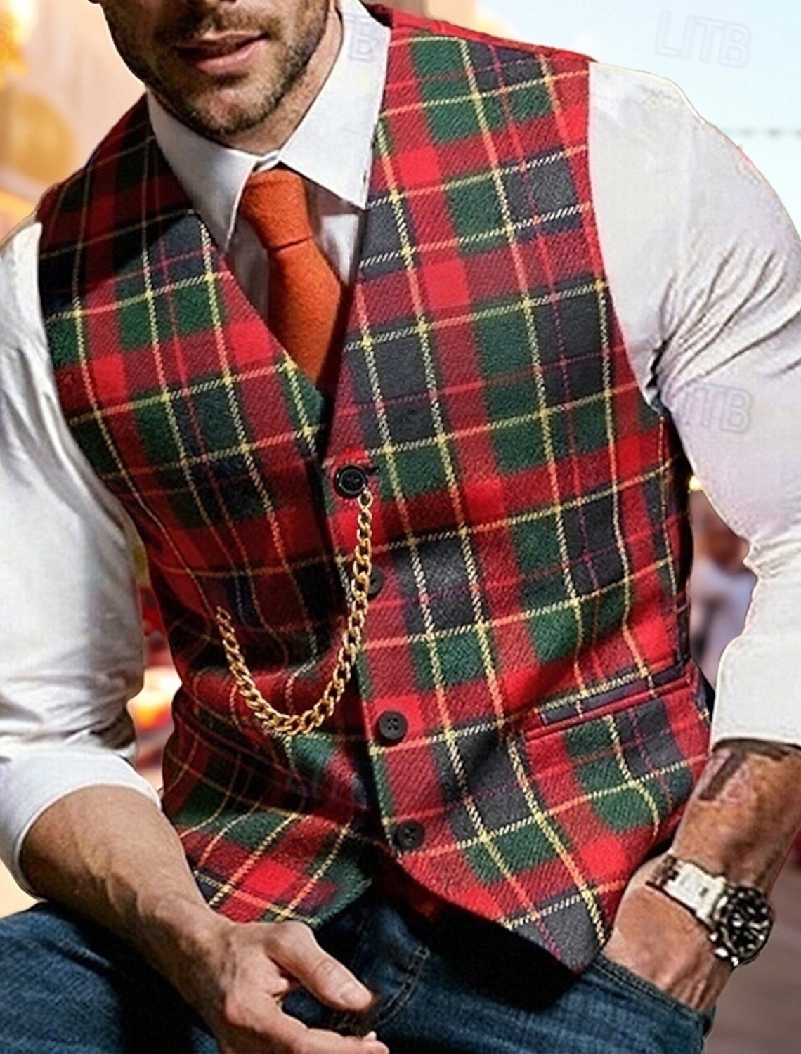 Men's Vest Tweed Vest Waistcoat Vintage Fashion Spring & Fall Buttons Wool Blend Comfortable Plain Single Breasted V Neck Regular Fit Deep Green Navy Dark Gray Light Grey Vest