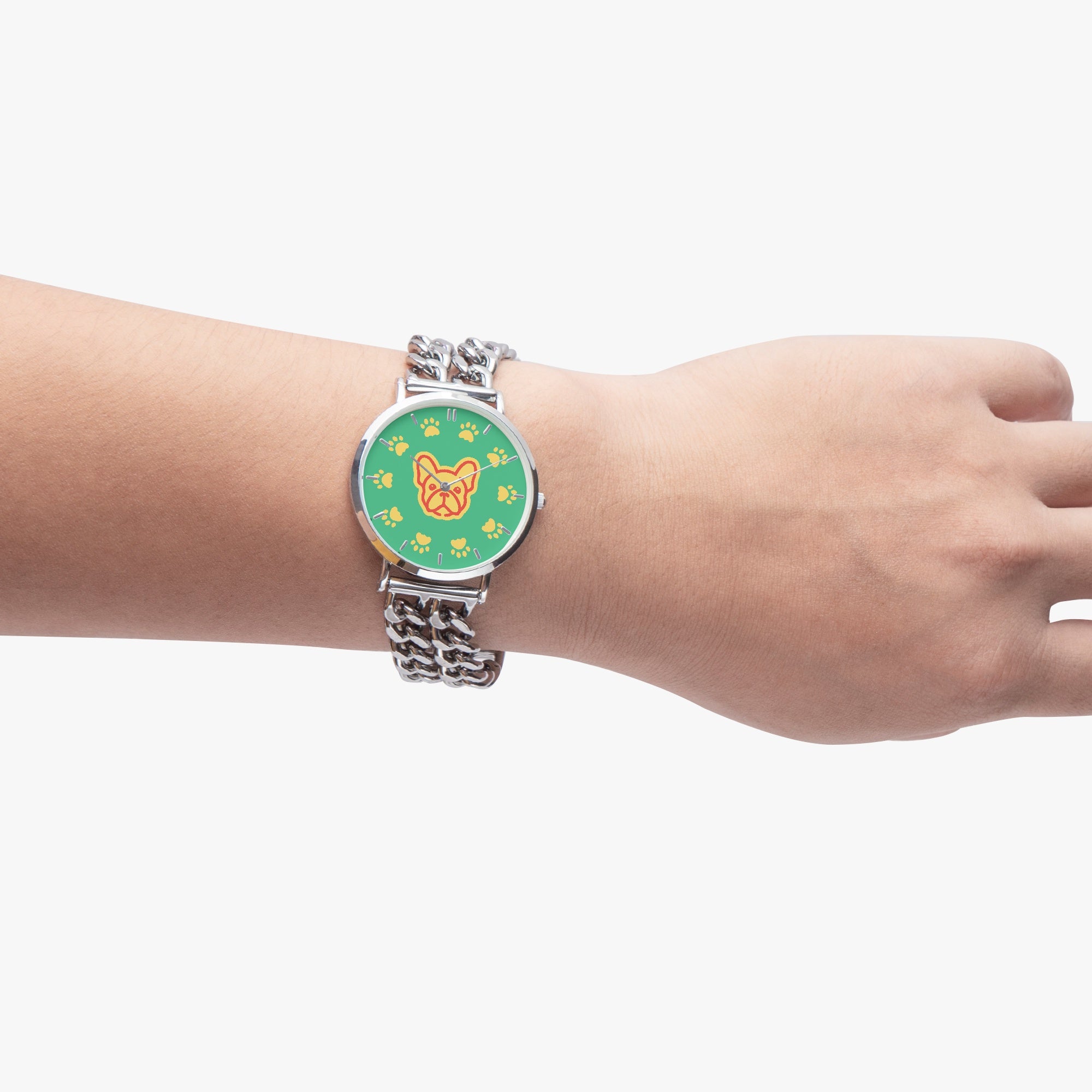 Silver - Chic Hollow Strap Watch for Frenchie Lovers