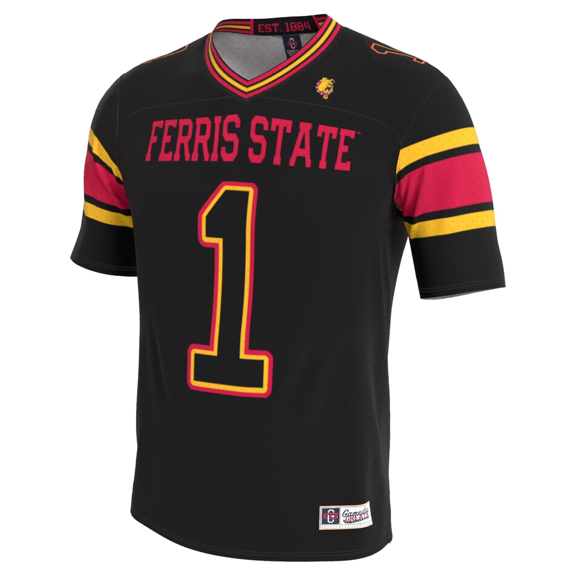 Unisex Black Ferris State Bulldogs Lightweight Collegiate Football Blackout Fashion Jersey