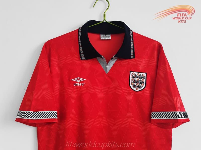 England 1990 World Cup Away Red Football Kit