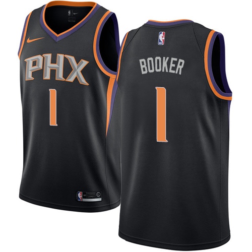 PHX #1 Devin Booker Durable 2024 Statement NBA Jersey - Black Swingman