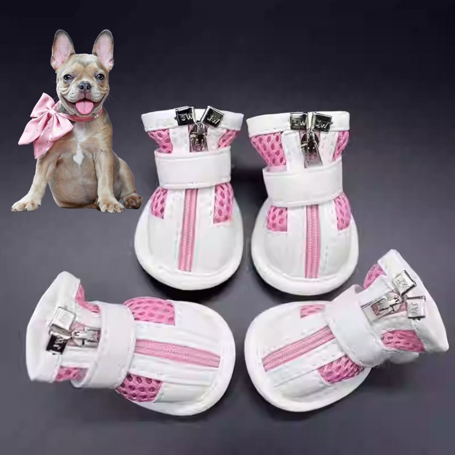 Fashion-Forward Pawrence Breathable French Bulldog Booties With Magic...
