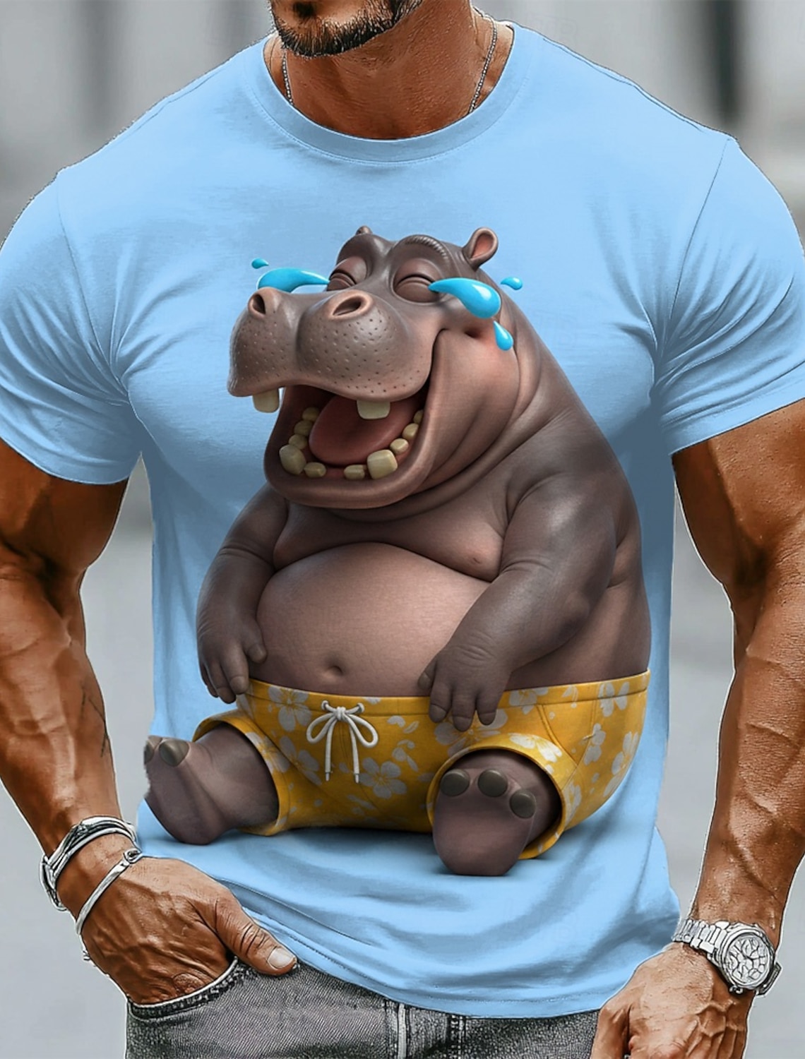 Men's Animal T Shirt Short Sleeve T shirt 3D Print Crew Neck Shirt Funny Casual Daily Street Blue White Yellow Summer Spring Clothing Apparel S M L XL 2XL 3XL