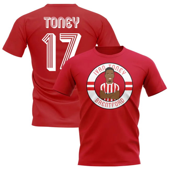 Authentic Ivan Toney Brentford Illustration T-Shirt (Red)