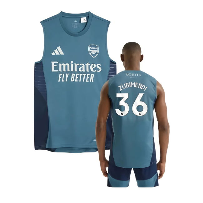 Arsenal Arsenal Sleeveless Jersey Blanch Blue Zubimendi #36 Authen...