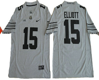 Men's OSU Ohio Ezekiel Elliott #15 stitched Gray 2024 match worn