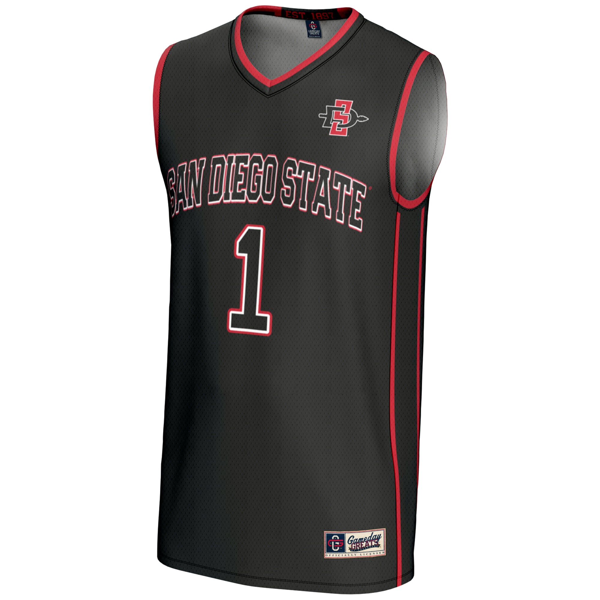 #1 San Diego State Aztecs GameDay Greats Lightweight Basketball Fashion Jersey - Black