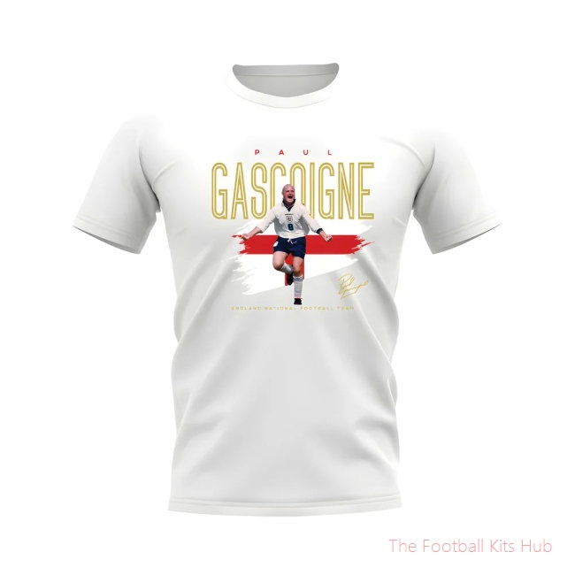 Paul Gascoigne England Football Celebration T-Shirt (White)