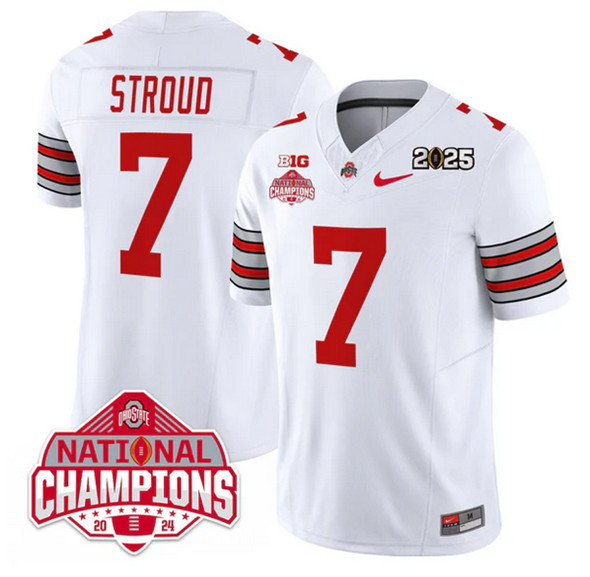 premium Men's OSU Buckeyes None #7 White 2025 Football Jersey