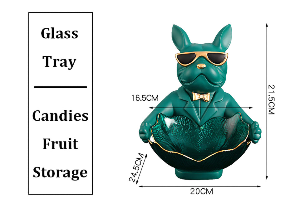 French Bulldog Figurine Fruit Snacks Candy Tray