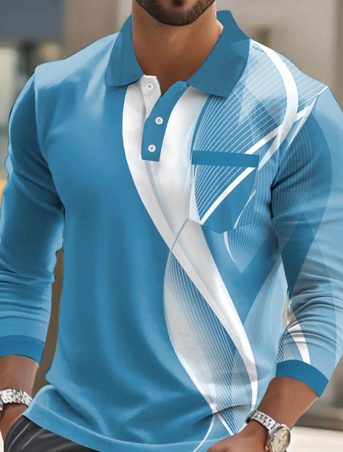 Men's Abstract Geometic Polo Short Sleeve Shirts Collared Business