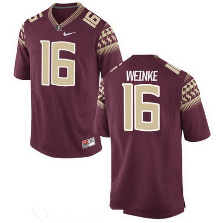 Men's None Red 2016 performance Chris Weinke #16 moisture wicking