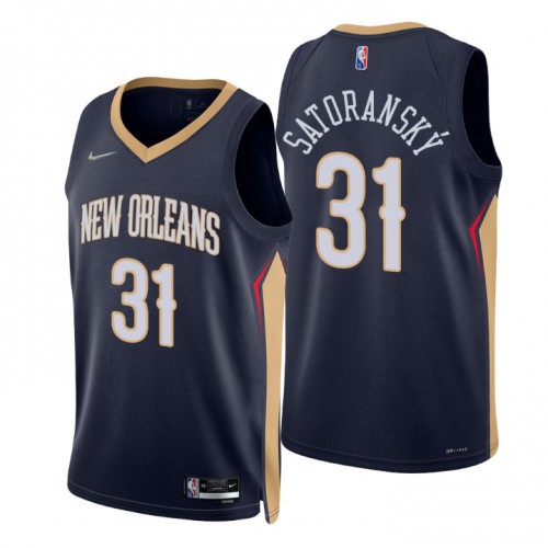 Nike New Orleans Pelicans #31 Tomas Satoransky Navy Mens 2021-22 NBA 75th Anniversary Diamond Swingman Jersey ¨C Icon Edition Mens