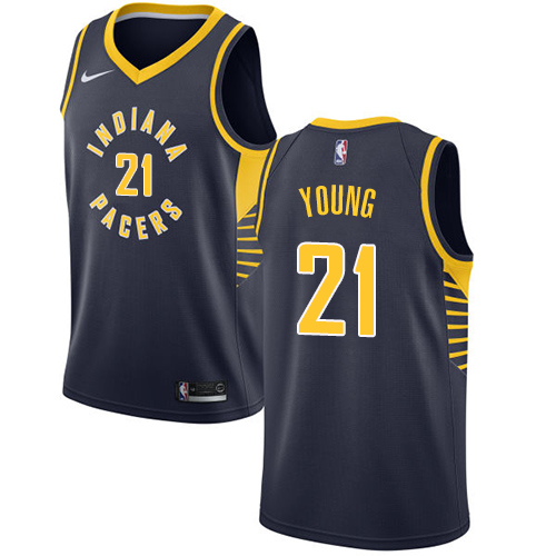 Official Pacers #21 Thaddeus Young 2024 Icon NBA Swingman Jersey Blue