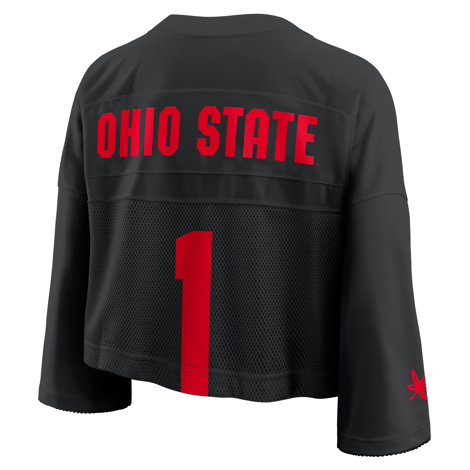 [NJP] Ohio State Buckeyes Women's Cropped Mesh Dri-FIT Fashion Jersey - Black