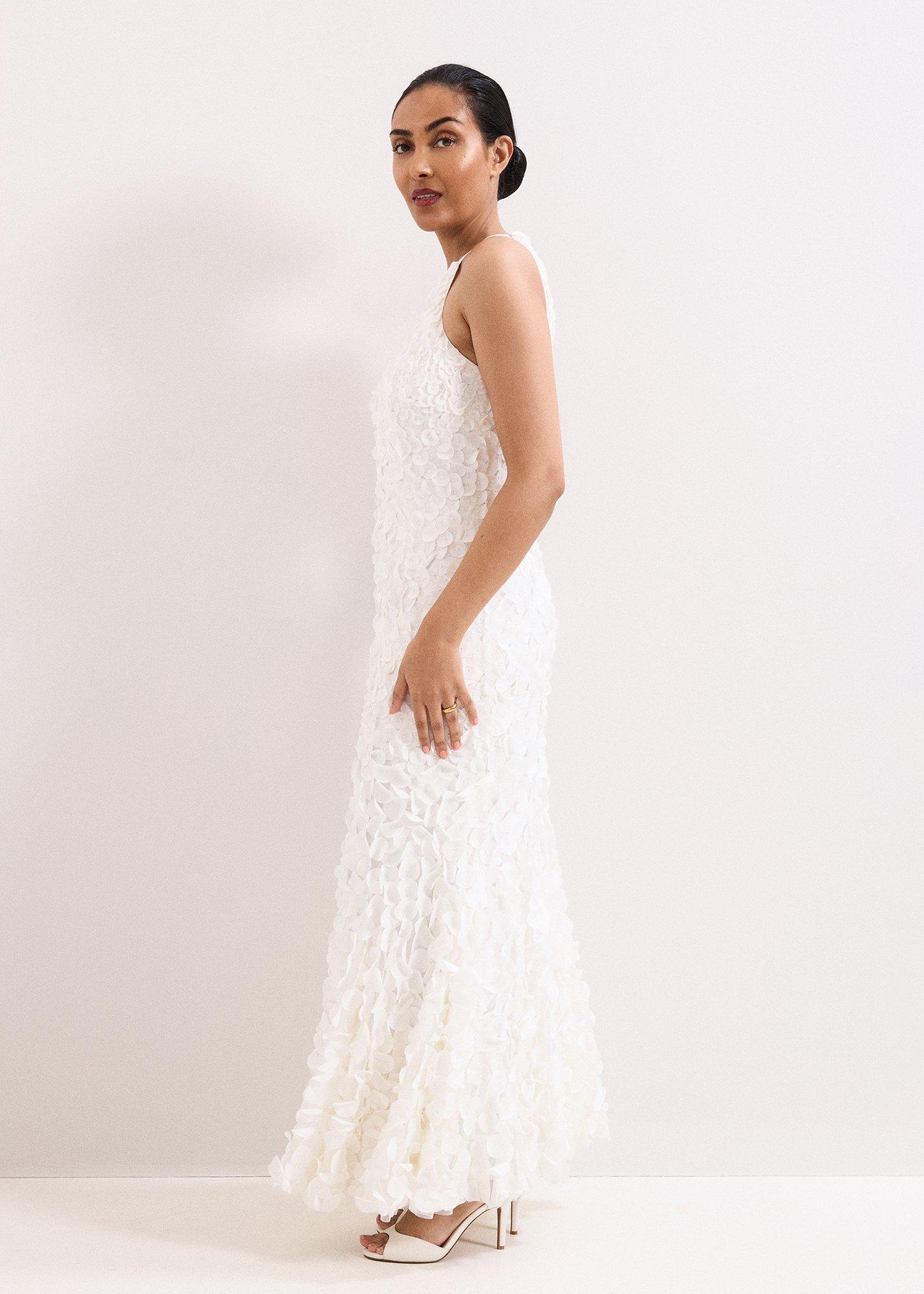 Petite Charlene Ivory Ruffle Maxi Dress