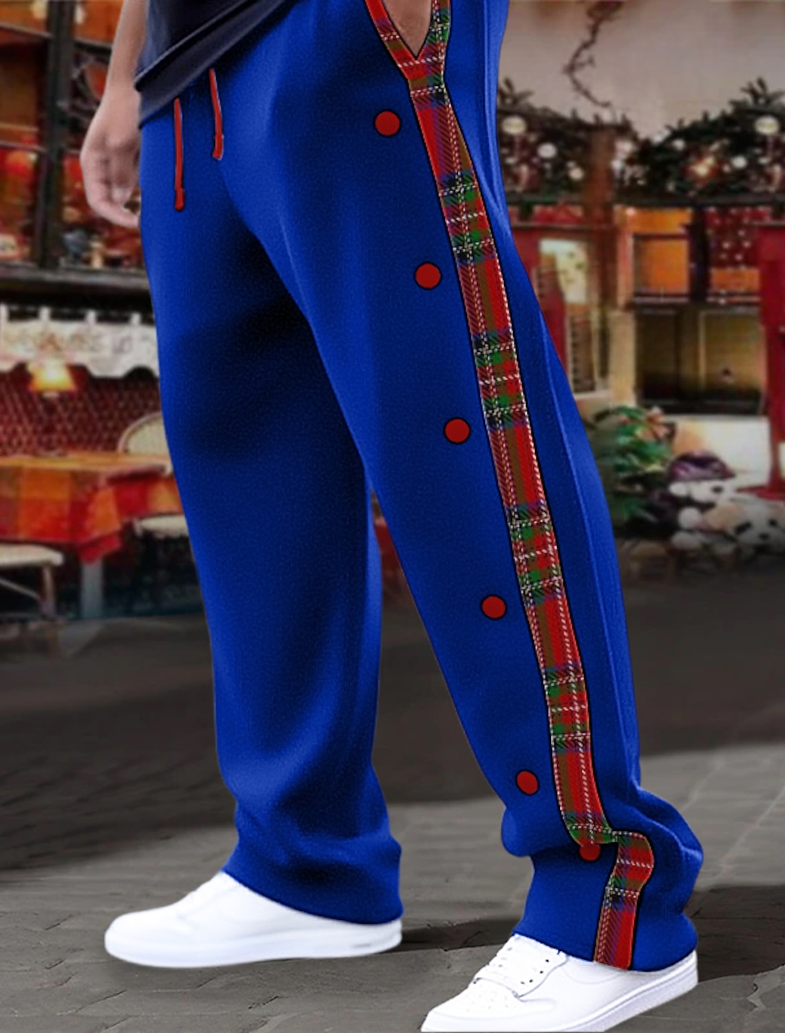 Men's Sweatpants Joggers Trousers Patchwork Drawstring Elastic Waist