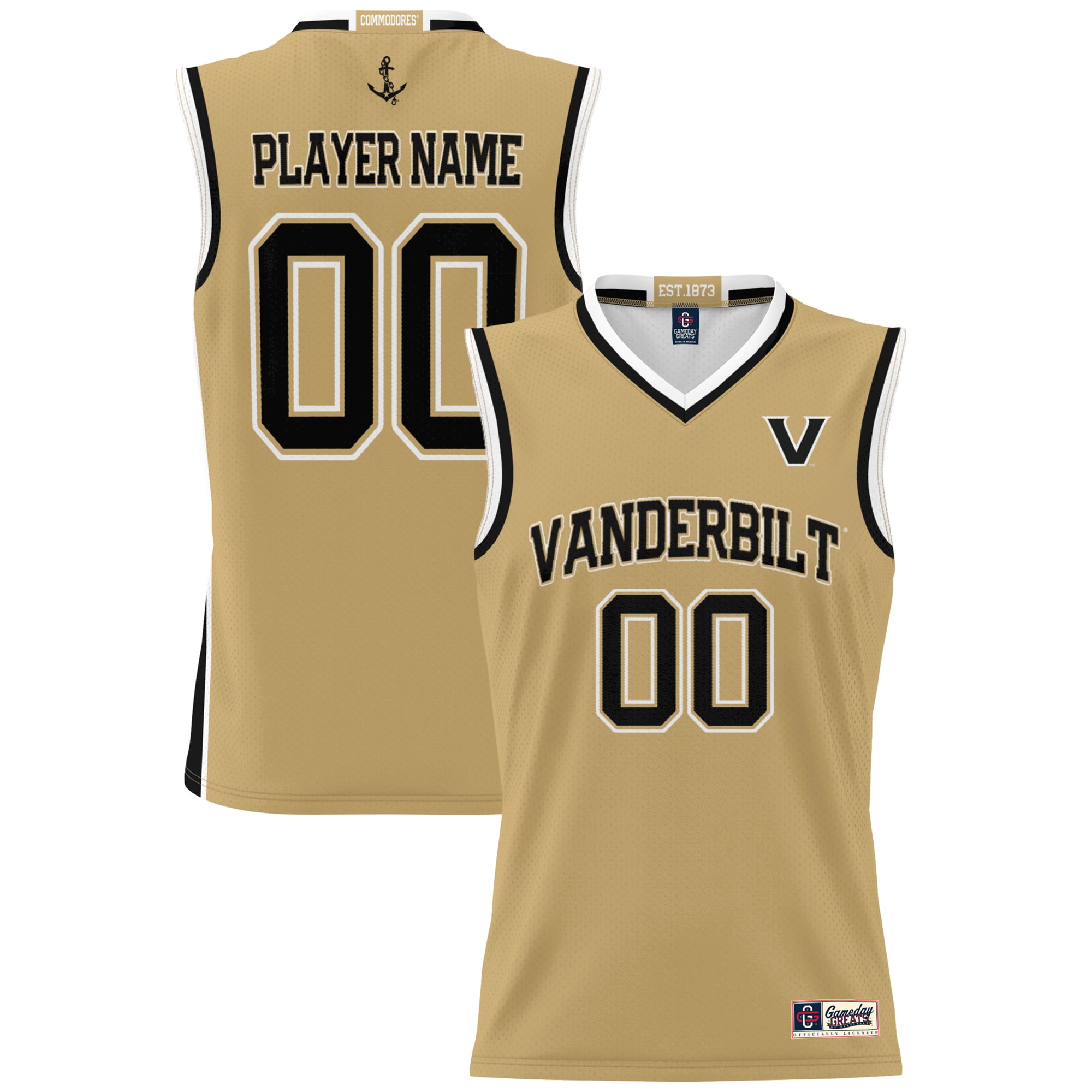 [NJP] Vanderbilt Commodores GameDay Greats Youth NIL Pick-A-Player Men's Basketball Jersey - Gold