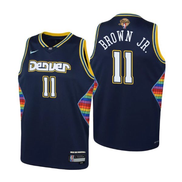Denver Nuggets #11 Bruce Brown Jr. Nike Navy Youth 2023 NBA Finals Patch Swingman Jersey ¨C City Edition