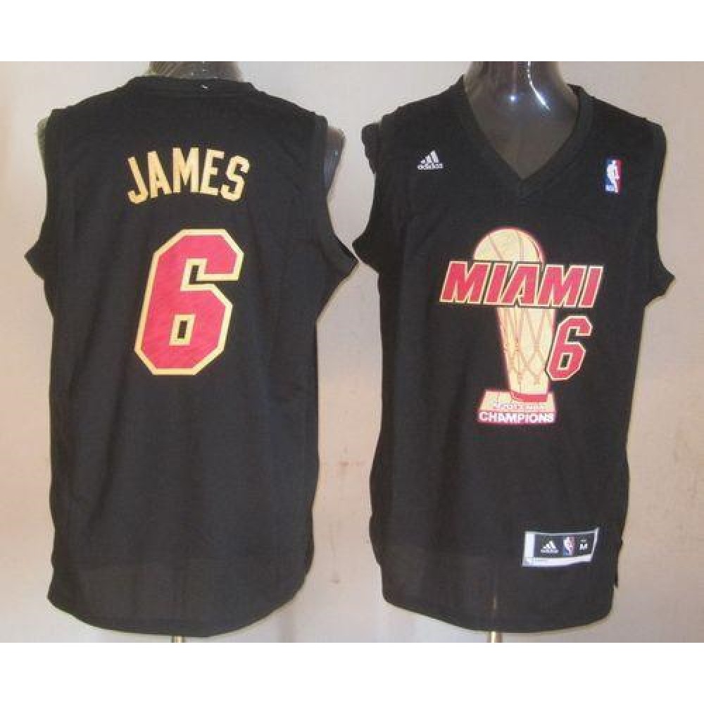 Heat #6 LeBron James Black 2013 NBA Finals Champions Stitched NBA Jersey