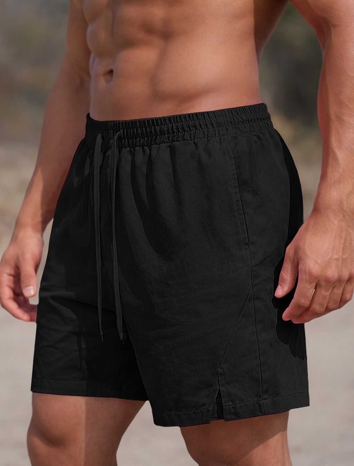 Men's Active Shorts Casual Athletic Short Pocket Elastic Waist Plai #2
