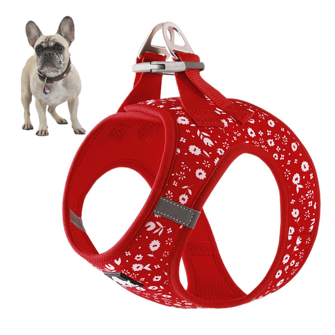BloomPup Frenchie Floral Harness with Reflective Straps