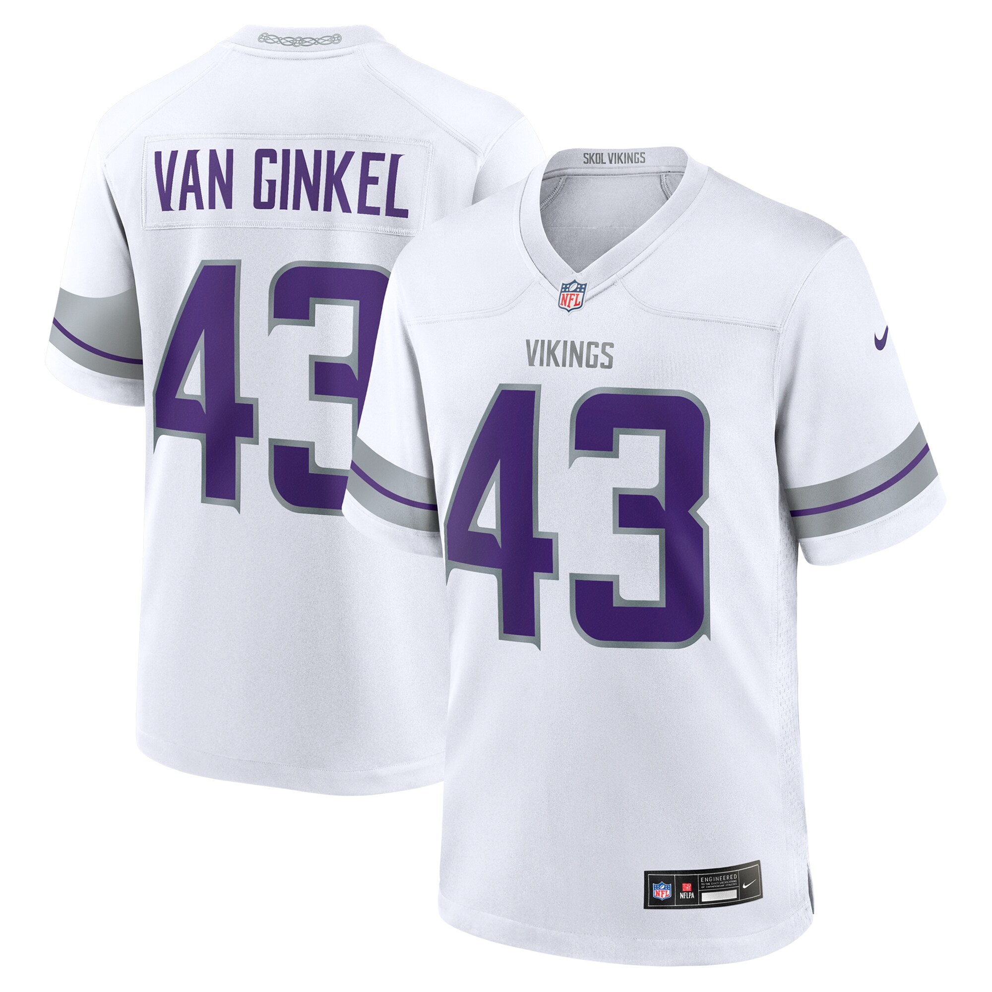[SJH] Andrew Van Ginkel Minnesota Vikings Alternate Game Jersey - White
