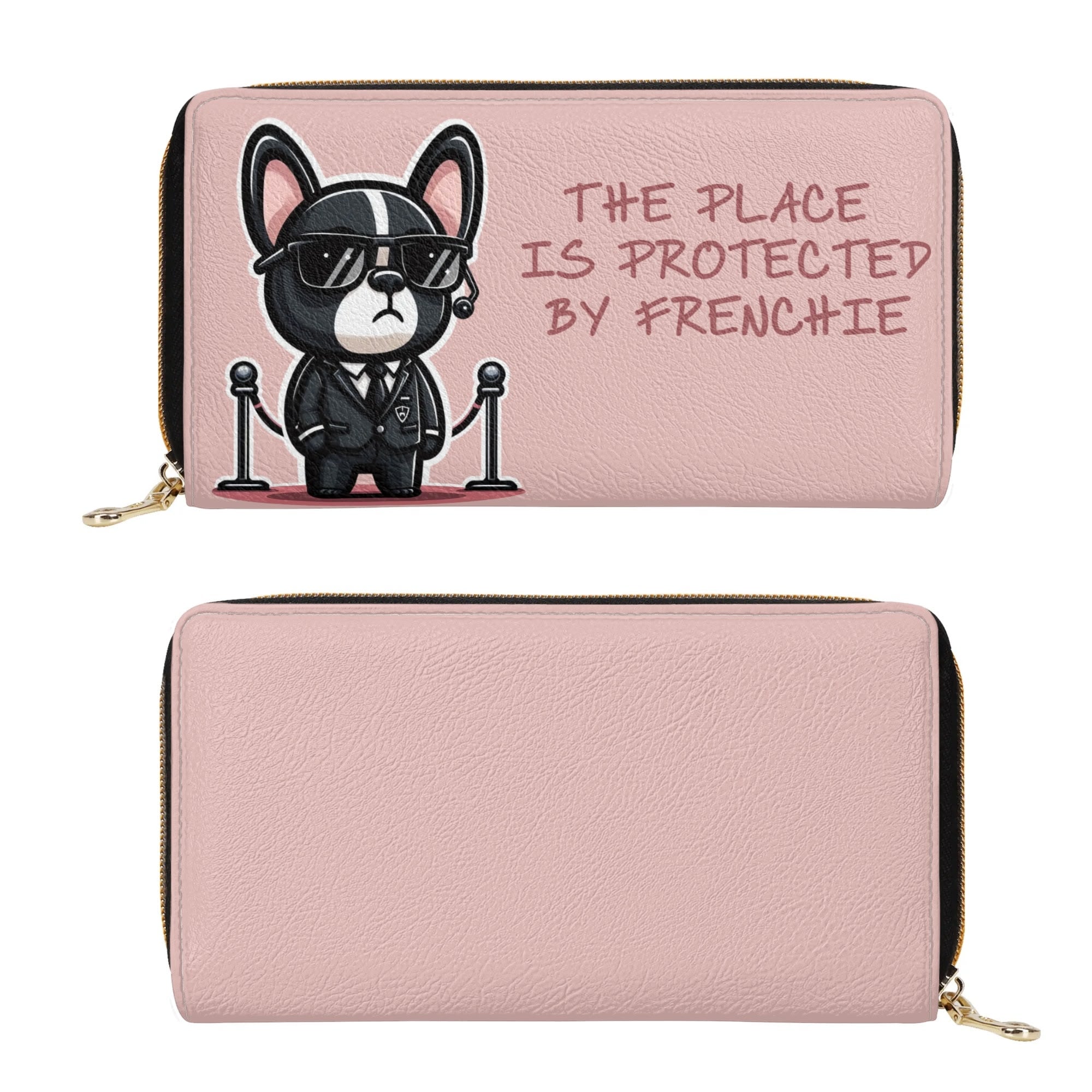 French Bulldog Elena Leather Zipper Wallet Practical Pet Supply