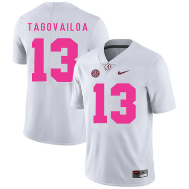 Men's Alabama Bama White 2017 premium Tua Tagovailoa #13 college