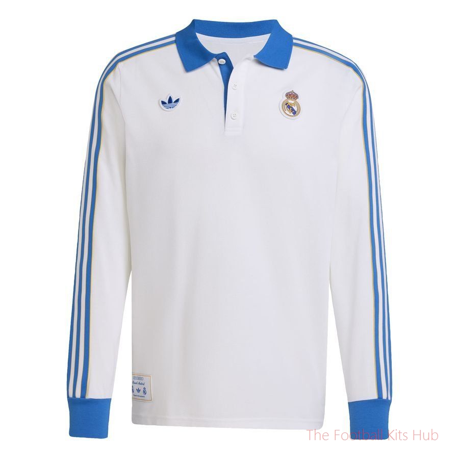Real Madrid Polo Terrace Icons - White/Blue Bird Long Sleeves