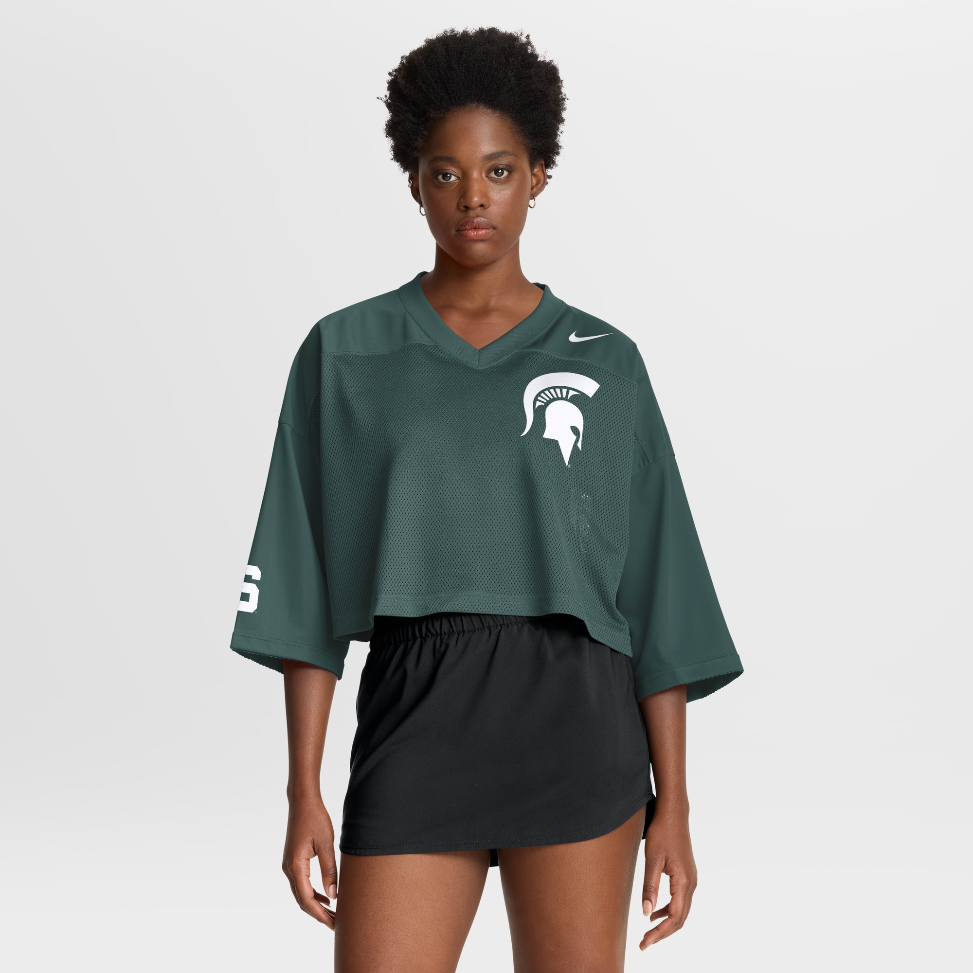 [NJP] Youth Michigan State Spartans Women's Cropped Mesh Dri-FIT Fashion Jersey - Green