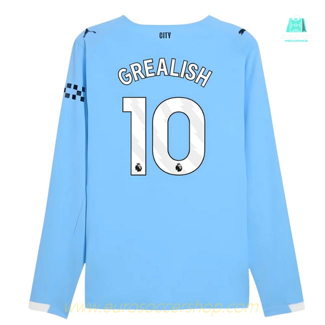 2025-2026 Man City Authentic Long Sleeve Home Shirt (Grealish 10)