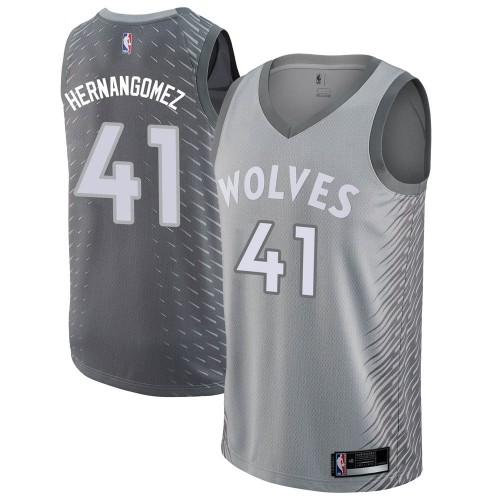 Nike Minnesota Timberwolves #41 Juan Hernangomez Silver NBA Swingman City Edition Jersey Mens