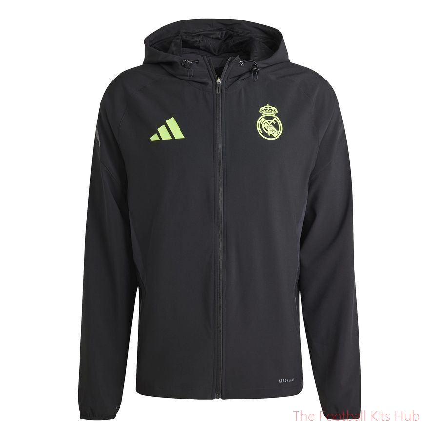 Real Madrid Training Jacket Tiro 25 Pro Vis Tech Travel - Black/Lucid Lemon