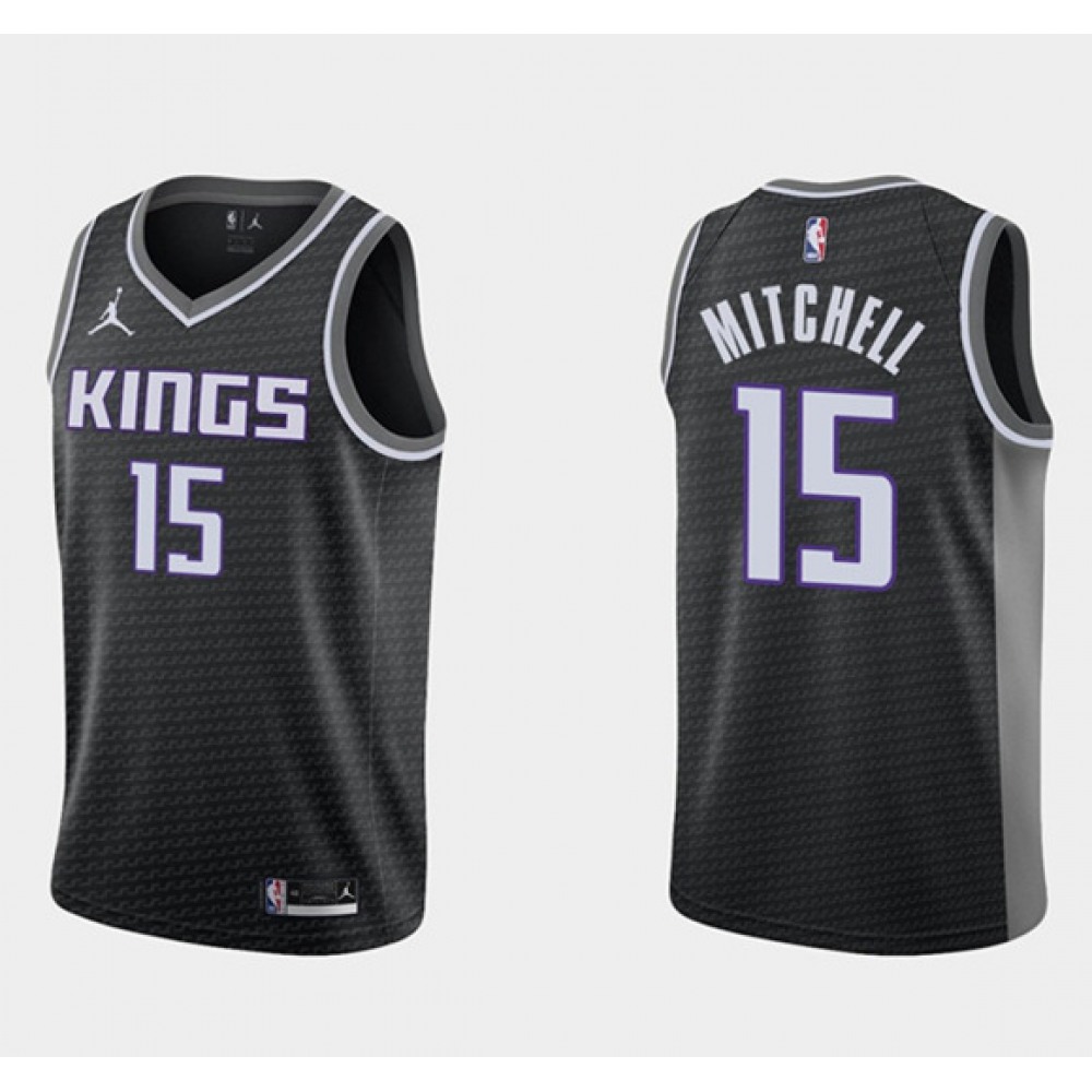 Limited Edition Men's Kings #15 Davion Black Basketball Jersey