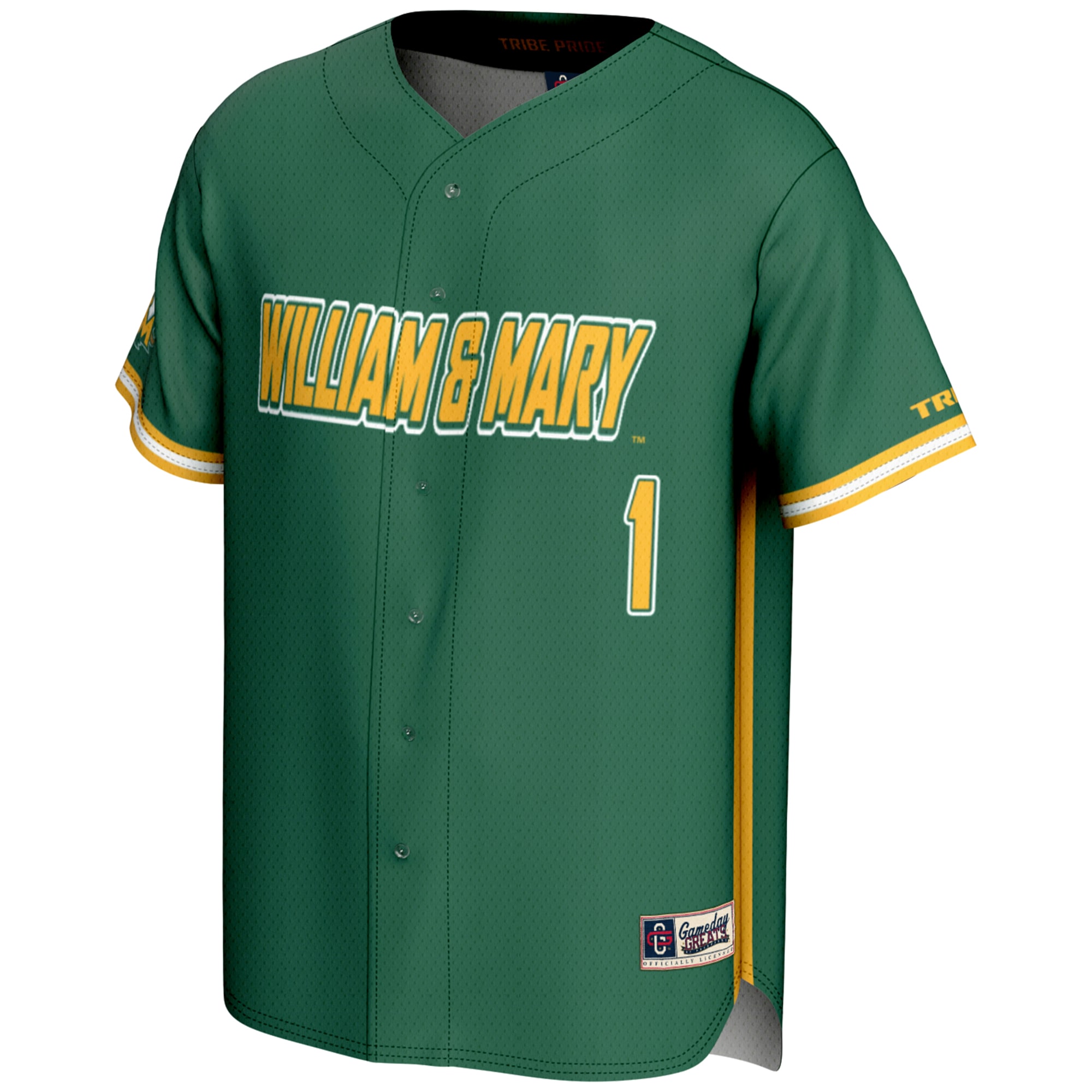 [NJP] William & Mary Tribe GameDay Greats Lightweight Baseball Fashion Jersey - Green