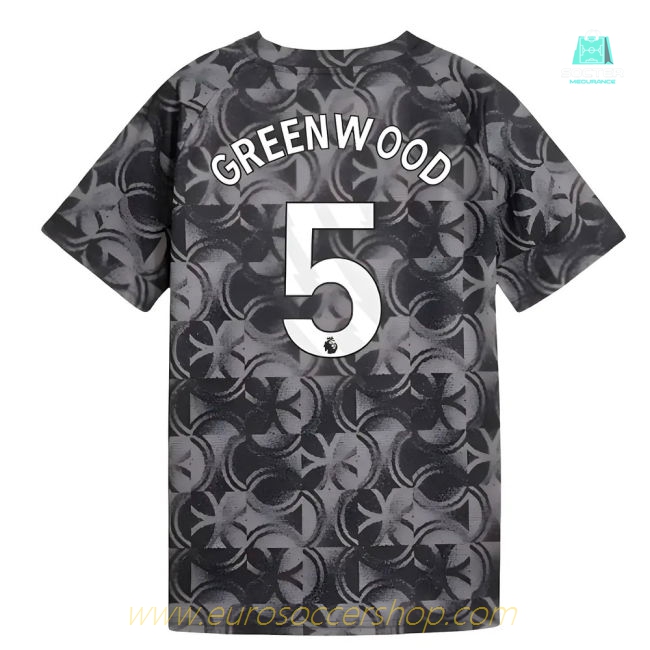 2025-2026 Man City Warm Up Jersey (Black) - Kids (Greenwood 5)