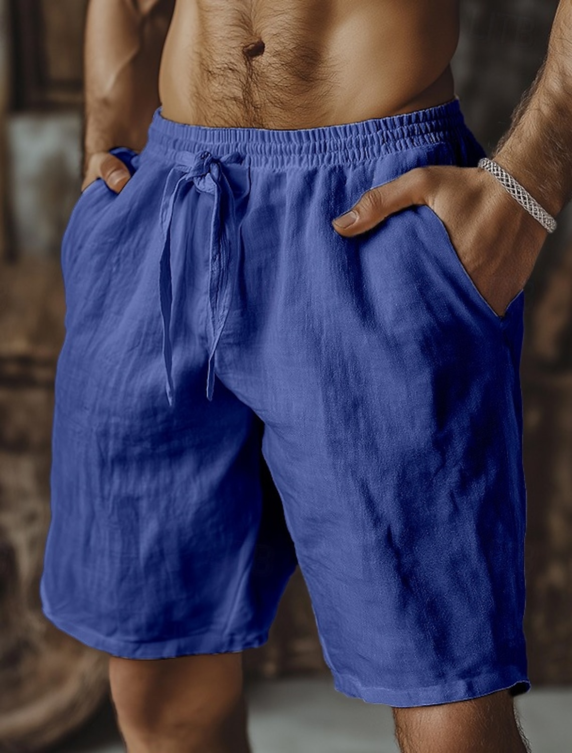 Men's Shorts Summer Beach Baggy Drawstring Elastic Waist Straight Leg