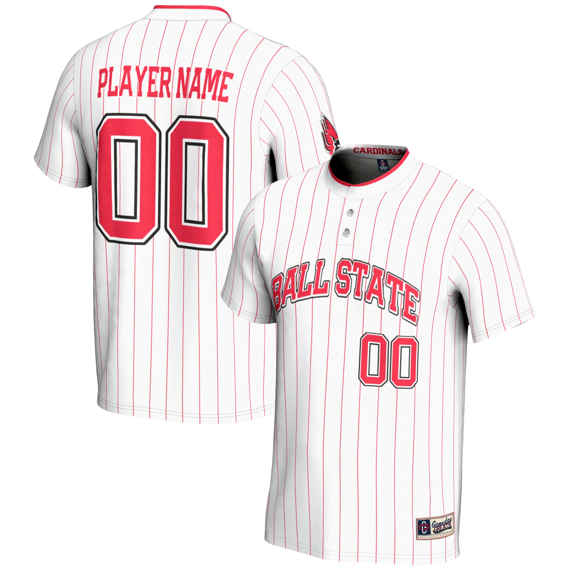 [DDG] Ball State Cardinals GameDay Greats Unisex NIL Pick-A-Player Lightweight Softball Jersey - White