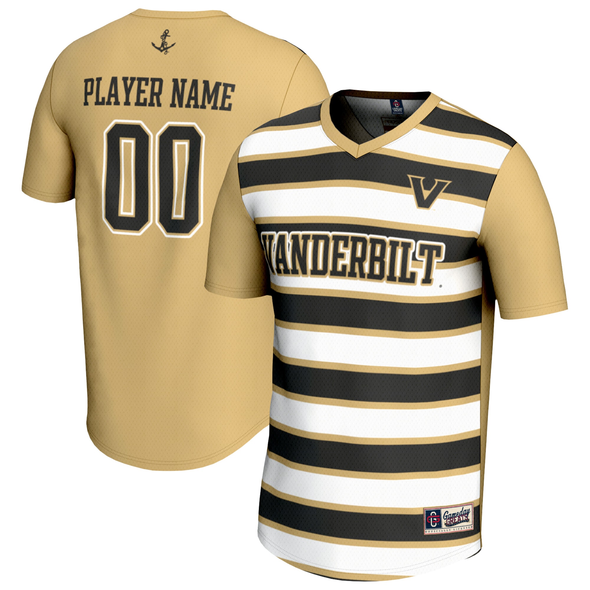 [SJH] Vanderbilt Commodores GameDay Greats NIL Pick-A-Player Collegiate Women's Soccer Lightweight Fashion Jersey - Gold/Black