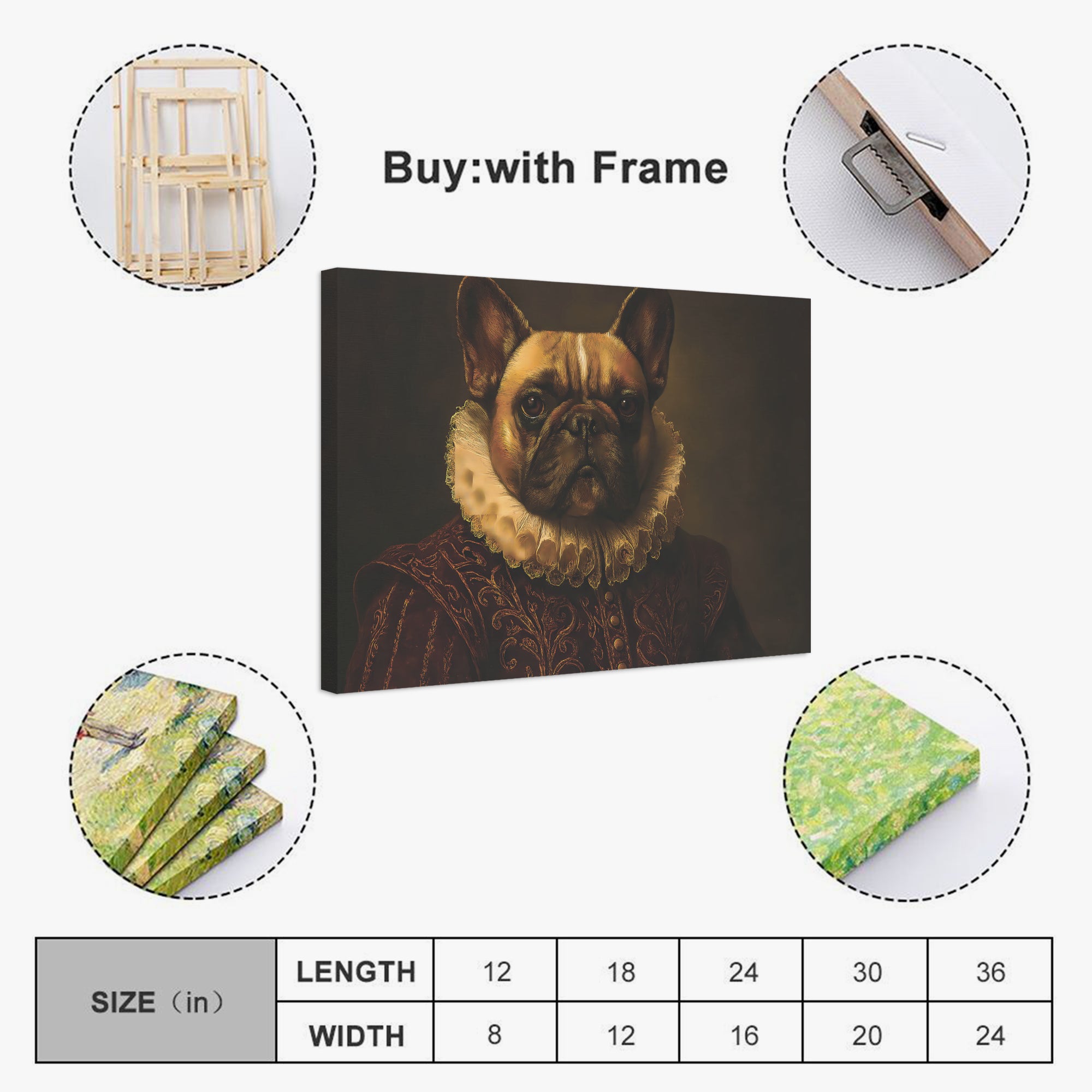 Jeff - Adorable Frenchie canvas Wall Art