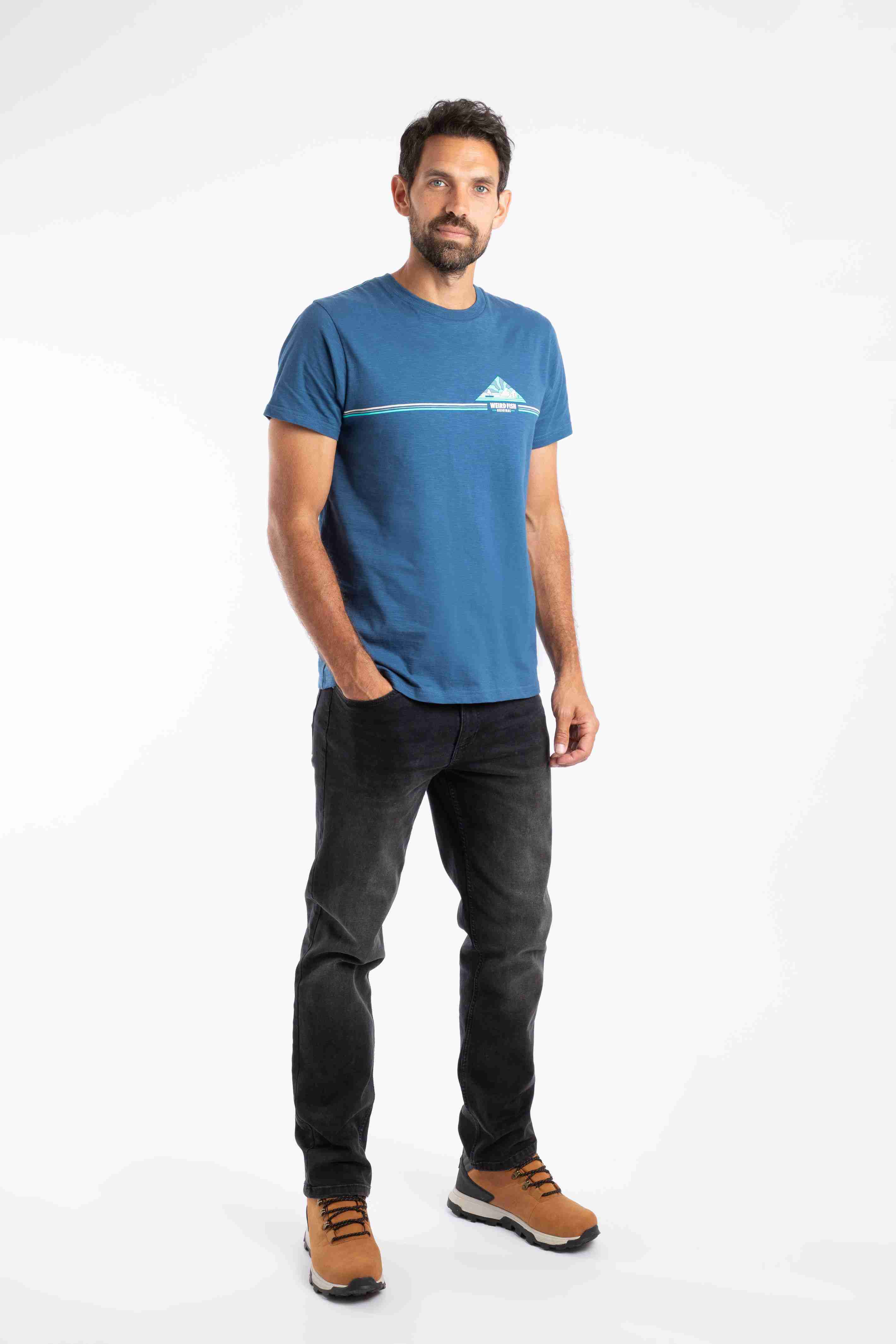 Pyramid Vista Chest Stripe Graphic T-Shirt Ensign Blue