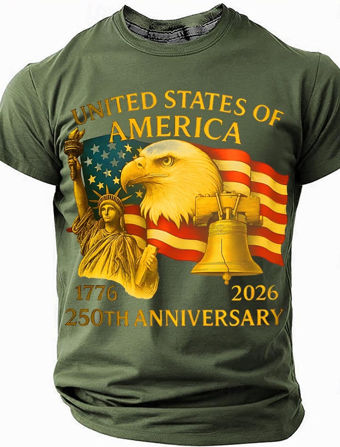 Men's American US Flag America's 250th Anniversary T Shirt Short