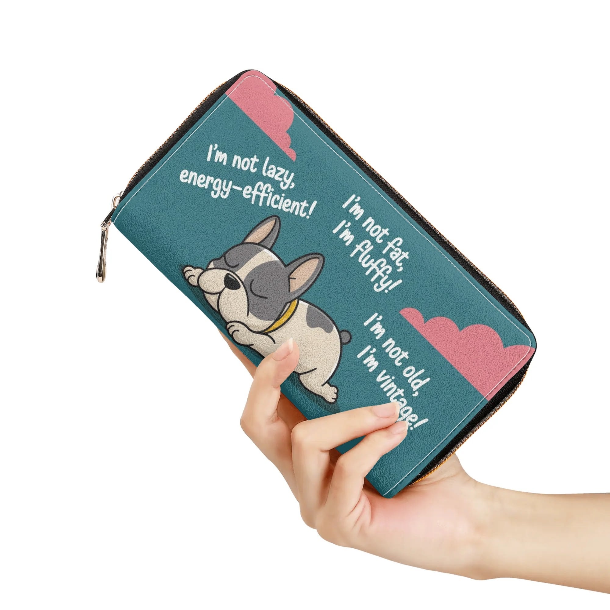 French Bulldog Lily Leather Zipper Wallet Durable Dog Item