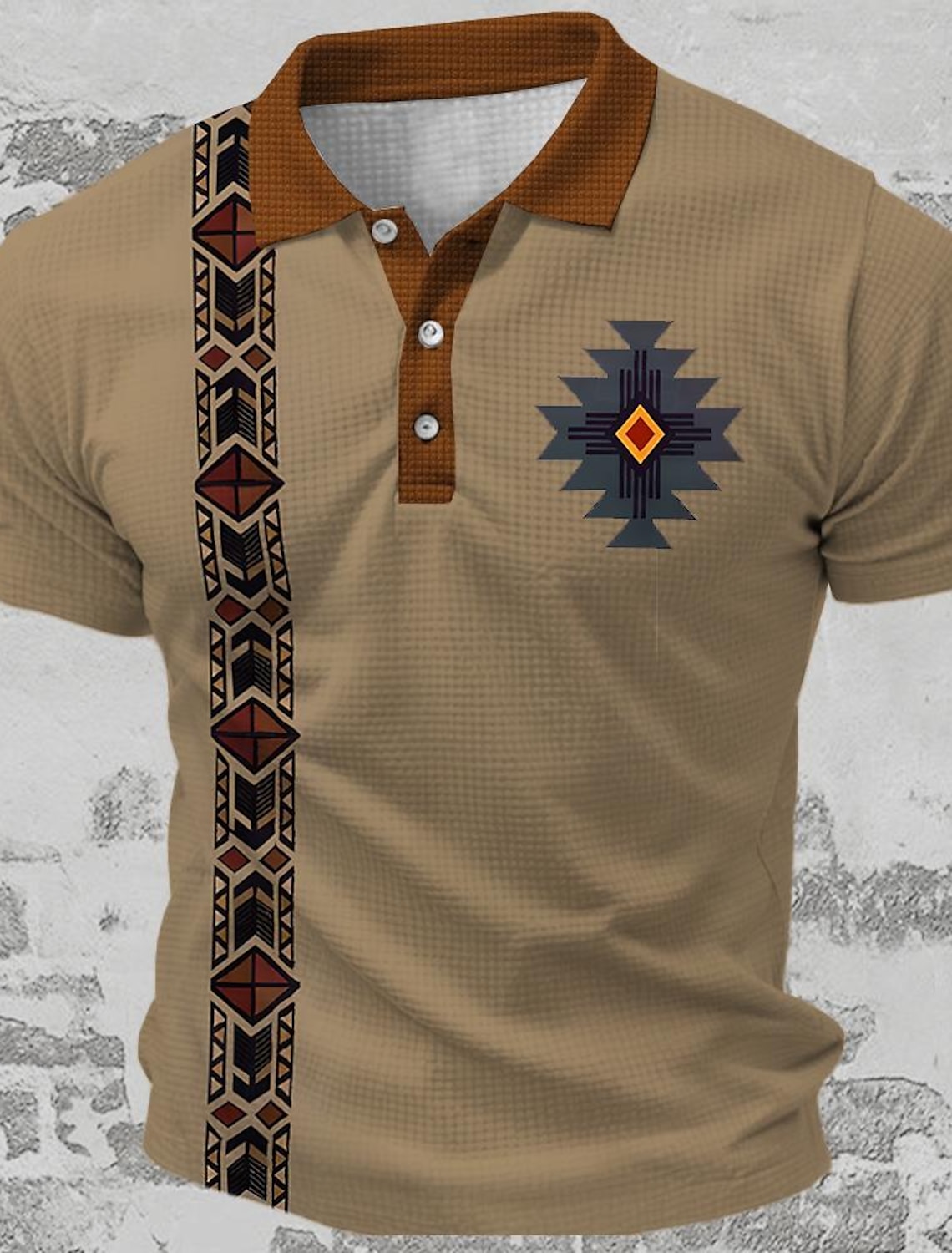 Men's Tribal Waffle Polo Shirts Golf Shirt Short Sleeve Collared