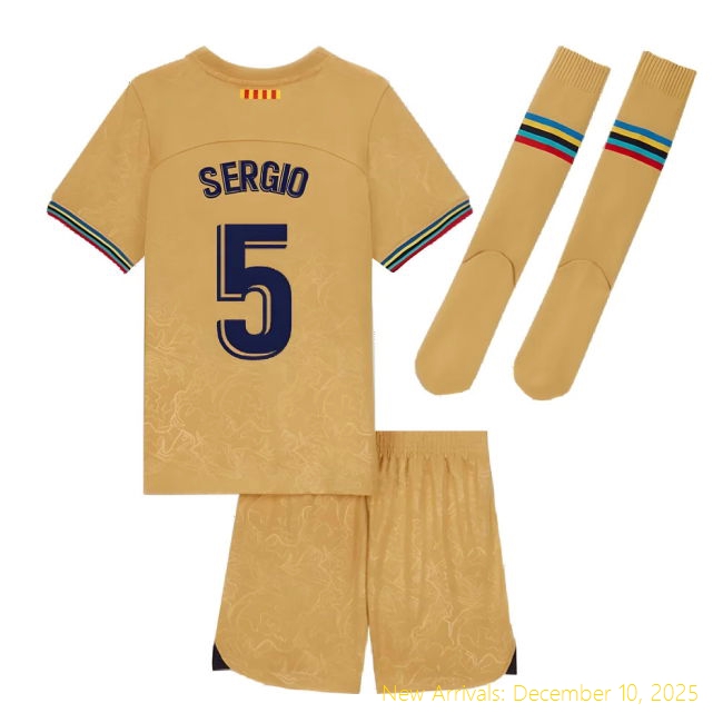 2022-2023 Barcelona Little Boys Barca Elite Away Kit (SERGIO 5)