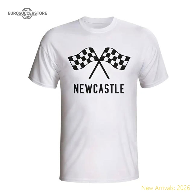 First-class Newcastle Waving Flags T-shirt (white) - Budget-friendly