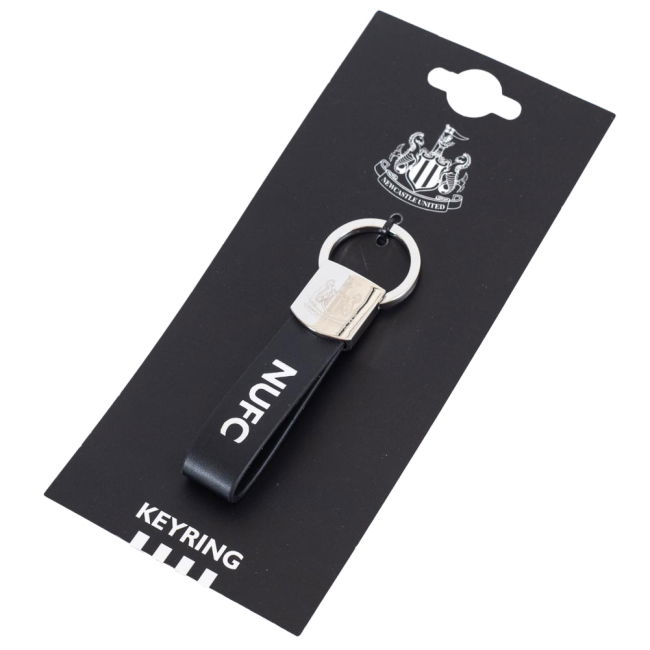 Newcastle United FC Leather Strap Keyring - fan gear
